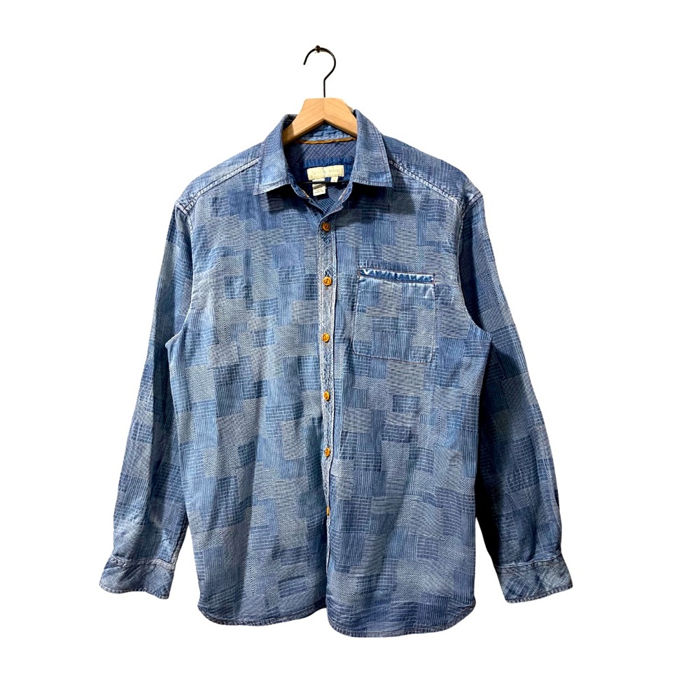 Territory Agead Vintage Gridlock Print Western Denim Shirt Size Medium